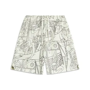 LiNing Sports Trend Series Casual Shorts Men's Black And White Combination Print