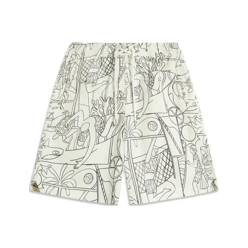 LiNing Sports Trend Series Casual Shorts Men's Black And White Combination Print