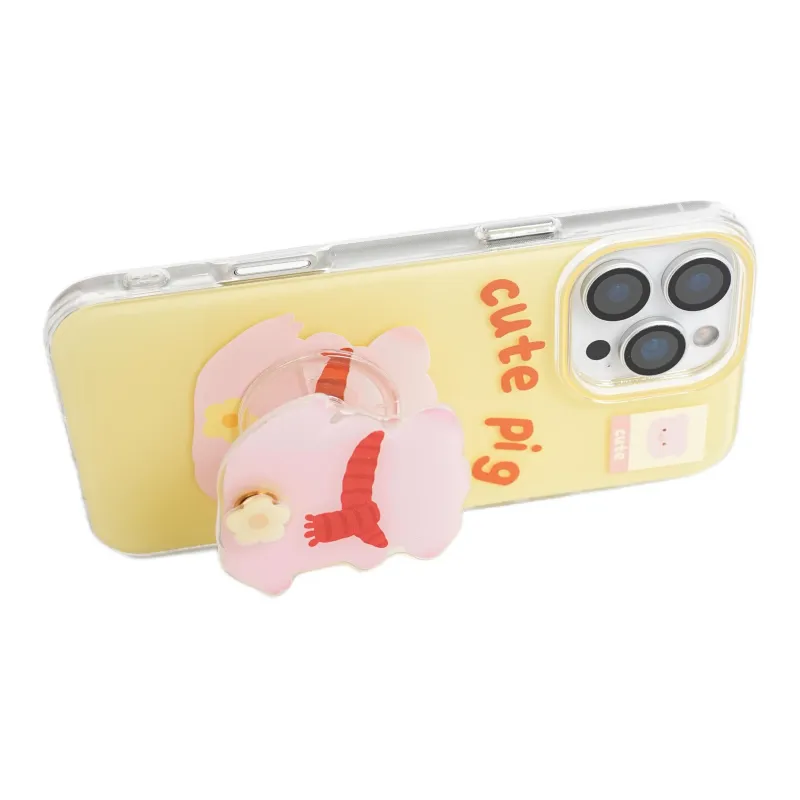 Wei Xin Acrylic Material Scarf Pink Pig Back View Phone Cases Compatible With IPhone 16/15 Pro Max/Apple 13/14 Pro/Max-3