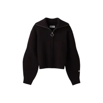 RECTO FW24 STRUCTURED HALF ZIP-UP KNIT Sweater Women's VINTAGE BROWN/Vintage Brown
