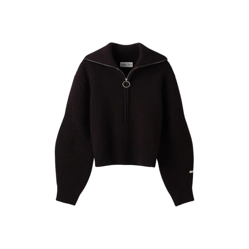 RECTO FW24 STRUCTURED HALF ZIP-UP KNIT Sweater Women's VINTAGE BROWN/Vintage Brown-0