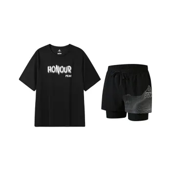 PEAK Casual Sportswear Unisex Black Two Piece Set