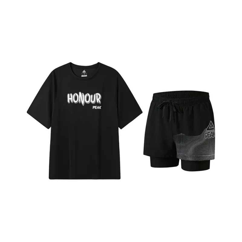 PEAK Casual Sportswear Unisex Black Two Piece Set-0