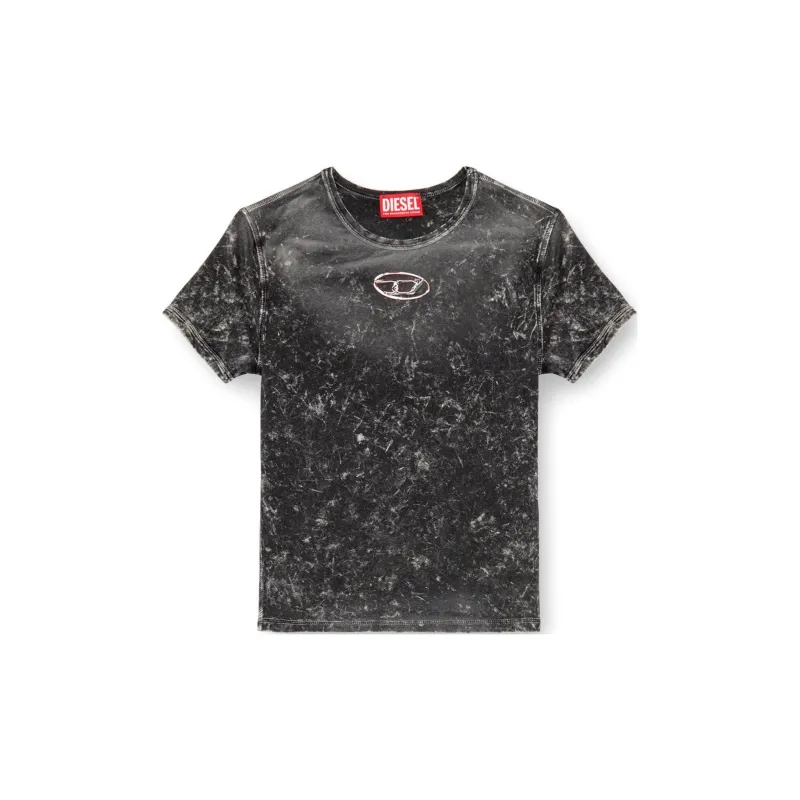 DIESEL T Uncuties Logo Plaque Bleached Effect T Shirt-0