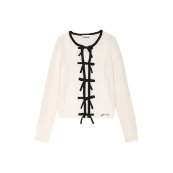 GANNI Lace up Fastening Cardigan