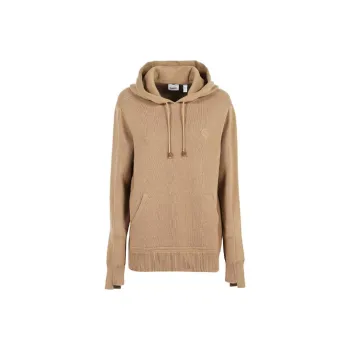 Burberry Logo Embroidered Drawstring Knit Hoodie