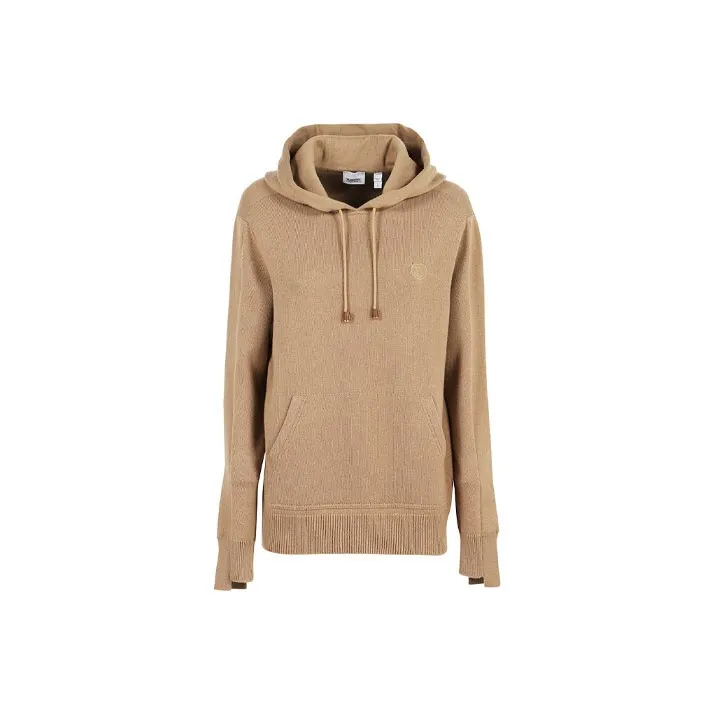 Burberry Logo Embroidered Drawstring Knit Hoodie-0