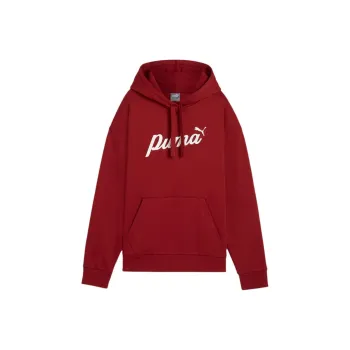 PUMA ESS+ Scripthoodie Sweatshirt Women's Dark Red White