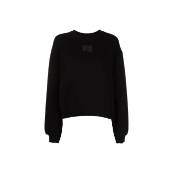 Alexander Wang Essential Puff Logo Terry Crewneck Sweatshirt Black