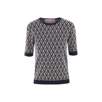 Valentino Toute La V Jacquard Crewneck Jumper