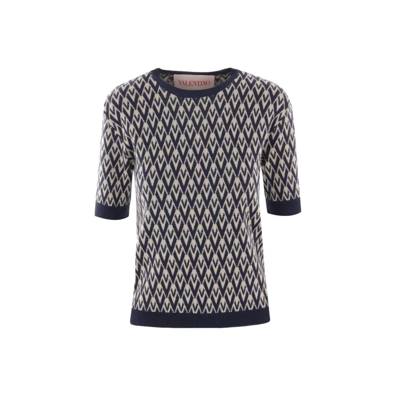 Valentino Toute La V Jacquard Crewneck Jumper-0