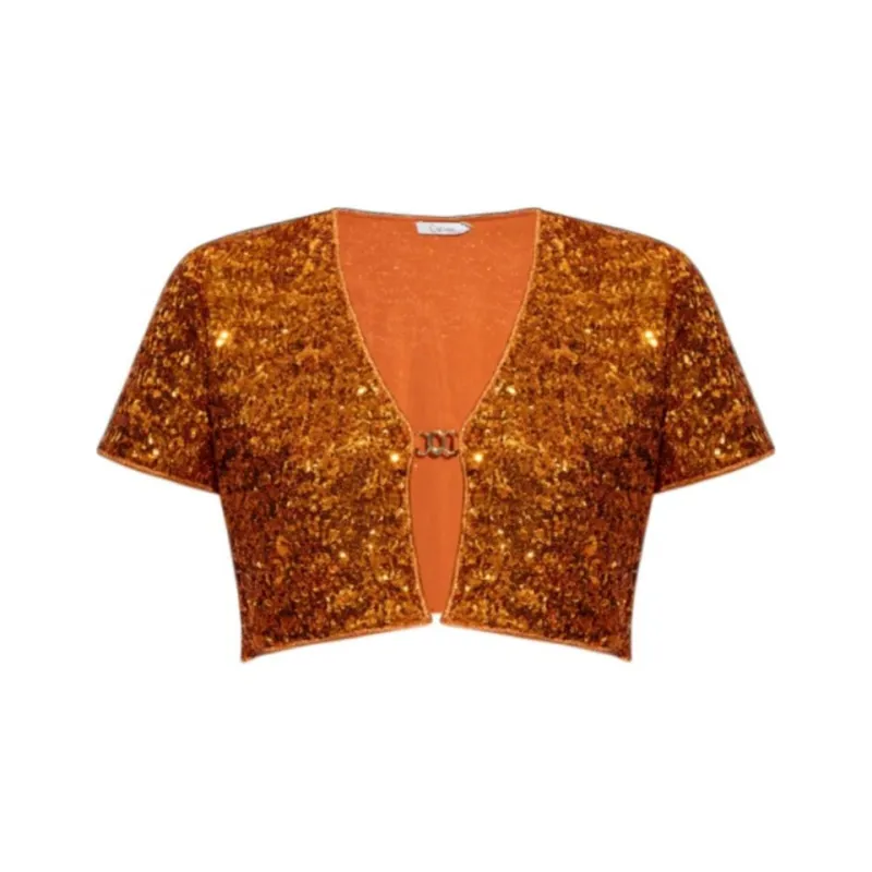 Oséree Sequin Embellished Cropped Cardigan-0