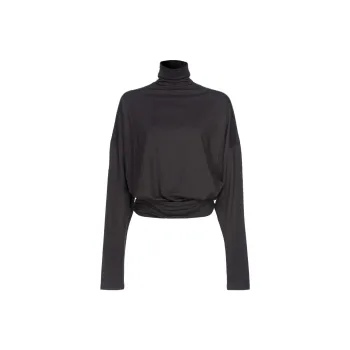 PINKO FW23 Maglia Dolcevita Drappeggiata Sweater Women's Black