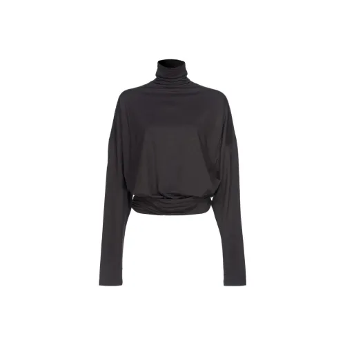PINKO FW23 Maglia Dolcevita Drappeggiata Sweater Women's Black