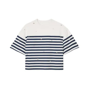 Sandro Sailor Rhinestone detailed T shirt