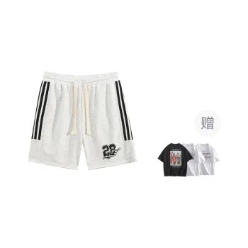 BRUMAIRE Casual Shorts Unisex White Heather Gray Comes With A Random T Shirt