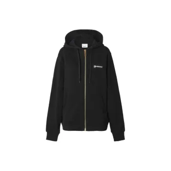 Burberry Check Sleeve Zipped Hoodie 'Black'
