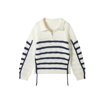 DIALOGUE Sweater Women's Blue White Stripes