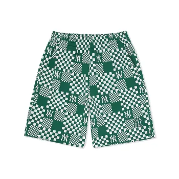 MLB Checkerboard New York Yankees Casual Shorts Unisex Hemp Green