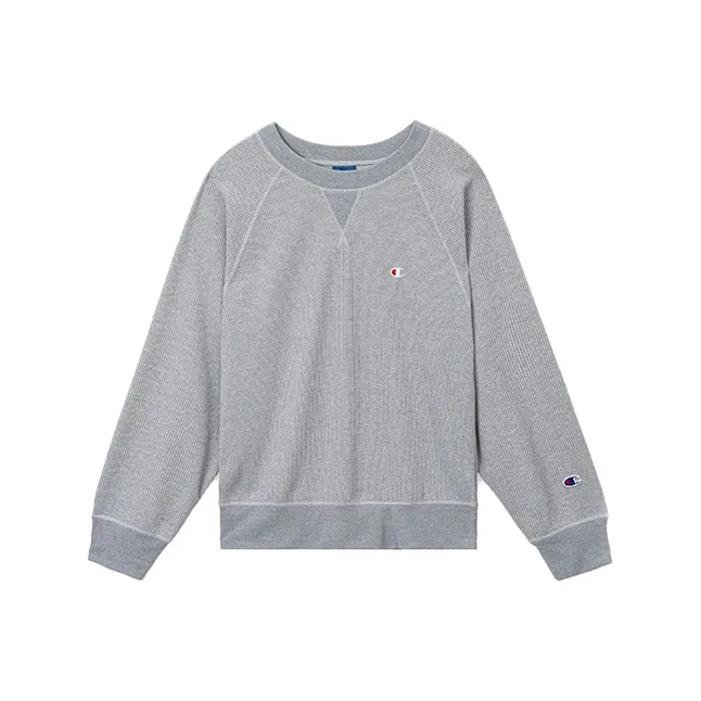 Champion Crew Neck Loose Fit Regular Sweatshirt Japan Version Women's Oxford Gray-0