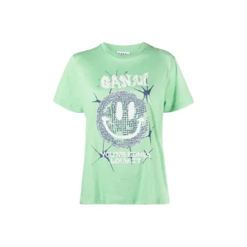 GANNI Light Jersey Smiley Relaxed T Shirt 'Peapod'