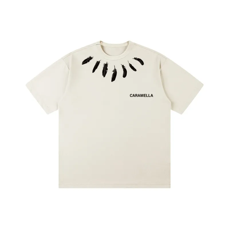 Caramella Drop Shoulder Sleeve T Shirt Unisex White-4