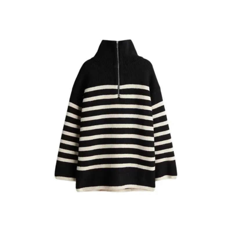 H&M Sweater Women's Black Stripes-0