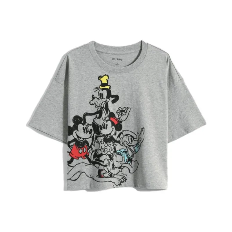 Disney X GAP X Disney Co-brand T-Shirts Women's Light Gray-0