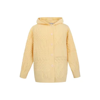 INSLIISA Knitted Fabric Cardigan Women's Yellow