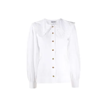 GANNI Cotton Poplin Shirt 'Bright White'