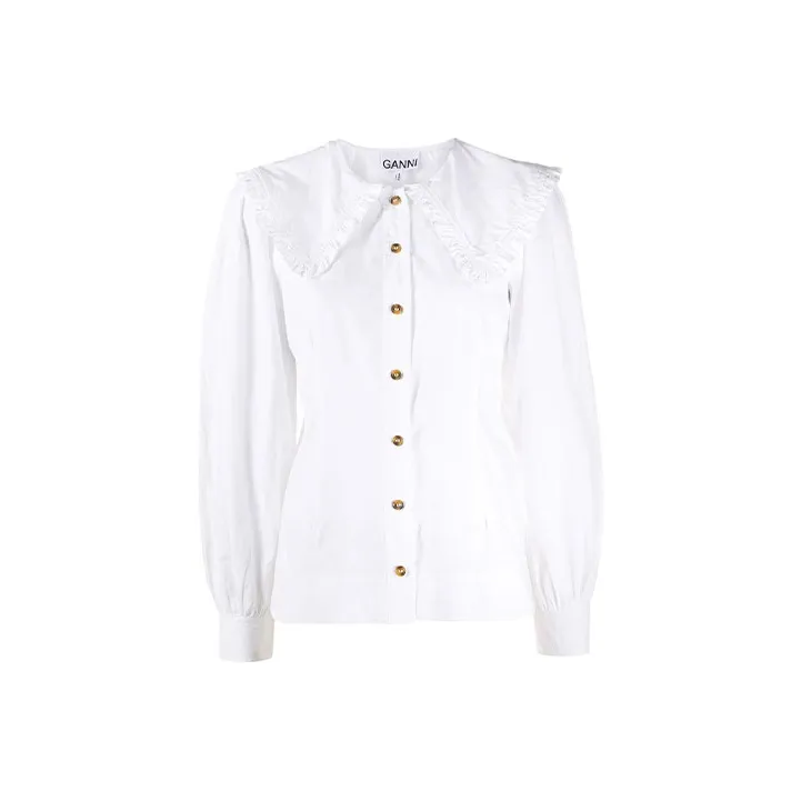 GANNI Oversized collar Buttoned Blouse-0