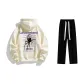 Clothing Set (Apricot Sweatshirt+Black Casual Pants)