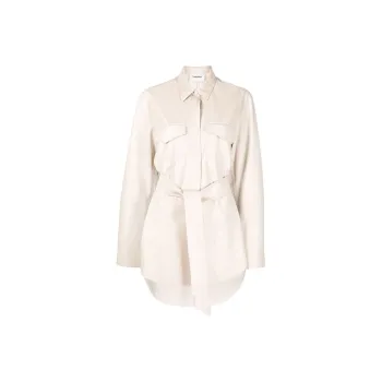 NANUSHKA Vegan leather Belted Oversize Shirt