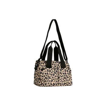 PUMA Nylon Tote Bag, Shopping Bag, Shoulder Bag, Handbag Small Size Women's Black Leopard Print