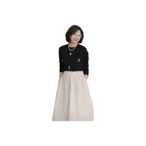 RUIENCO. Sweater Women's Bowknot Iron Tower Jacquard