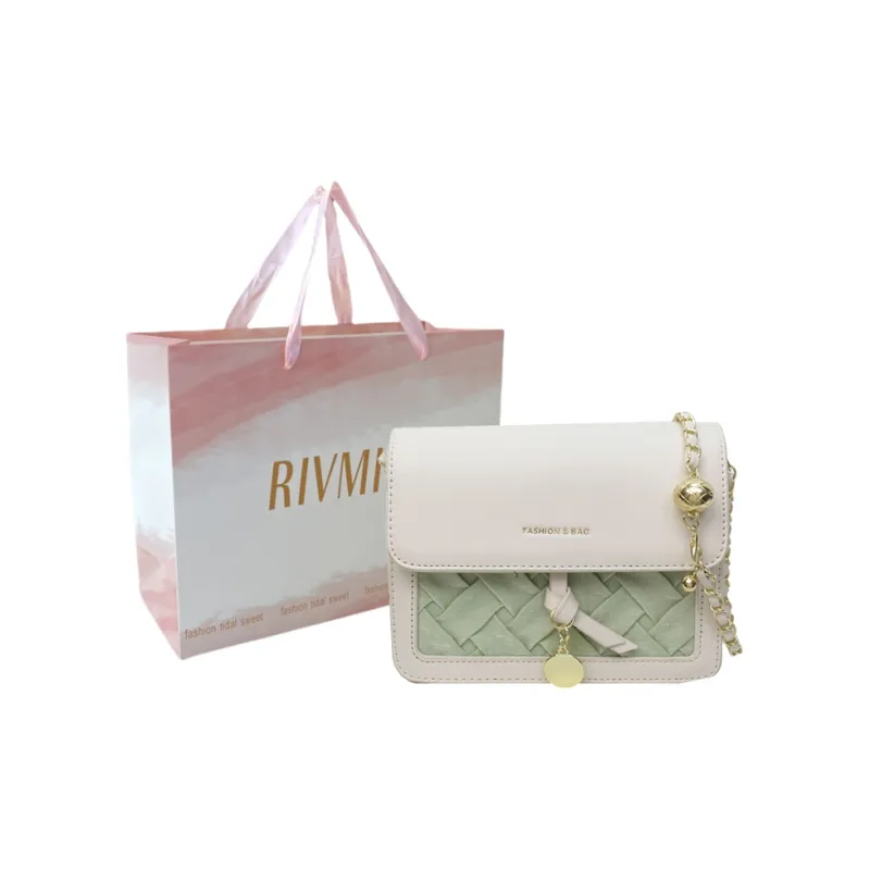 RIVMIND PU Shoulder Bag Women's Ecru/Pink/Green/Black-9