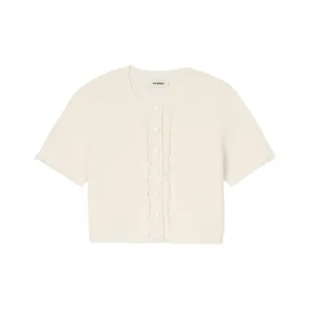 Sandro Ruffle trim Cropped Cardigan