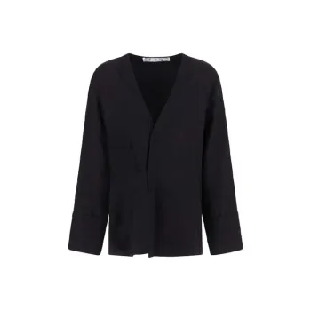 OFF WHITE Slogan print Tied sleeves Blouse