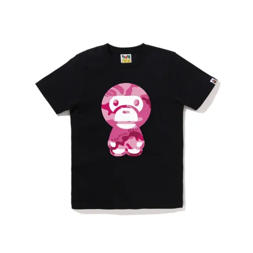 A BATHING APE Women's Woodland Camo Big Baby Milo Tee White