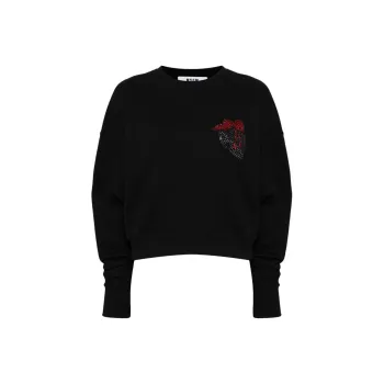 MSGM Crystal embellished Cotton Sweatshirt