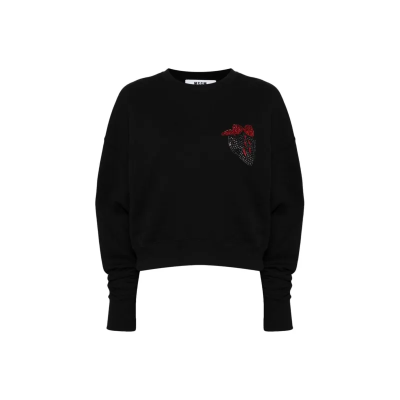 MSGM Crystal embellished Cotton Sweatshirt-0