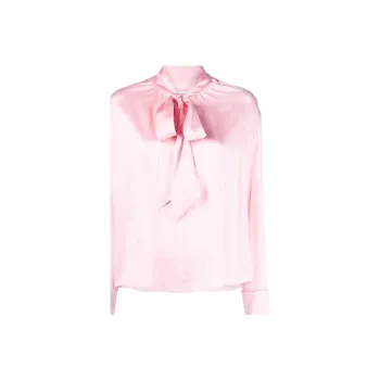 Lanvin Ribbon-Fastened Long Sleeved Satin Blouse