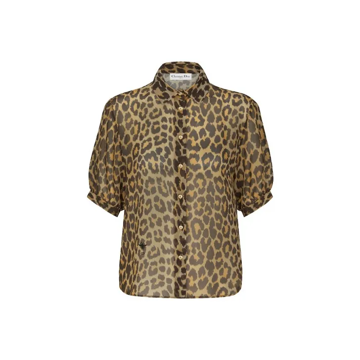 DIOR Shirt Women's Beige Leopard Print-0