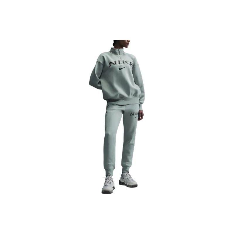 Nike Sportswear Phoenix Fleece Sweatshirt Women's Emerald Horizon/Light Gold/Red Cedar-0