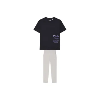 FILA Casual Sportswear Men Clothing Sets Legend Blue Top+Light Khaki Pants
