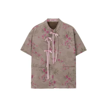 UNVESNO T Shirts Women's Chinese Style Sand Cherry