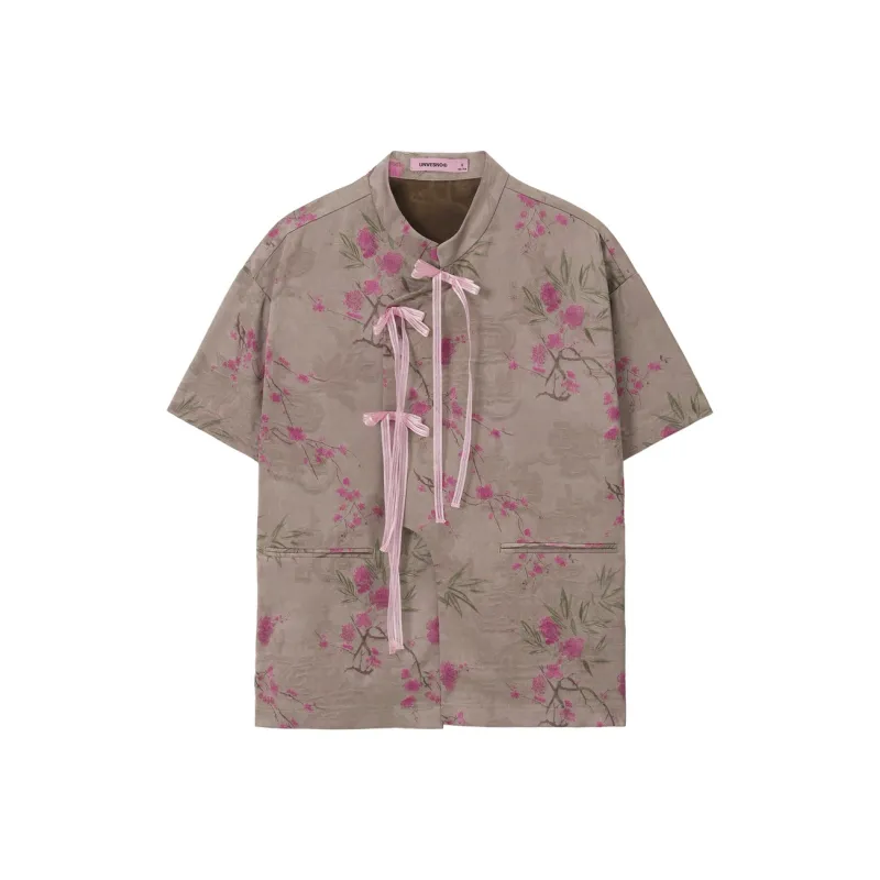 UNVESNO T Shirts Women's Chinese Style Sand Cherry-0