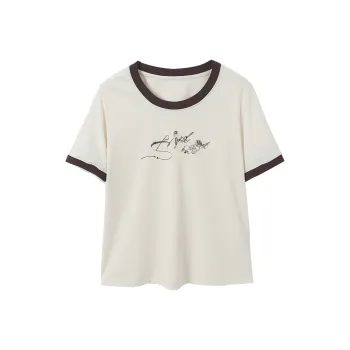 XIANGYING T Shirt Women's Beige