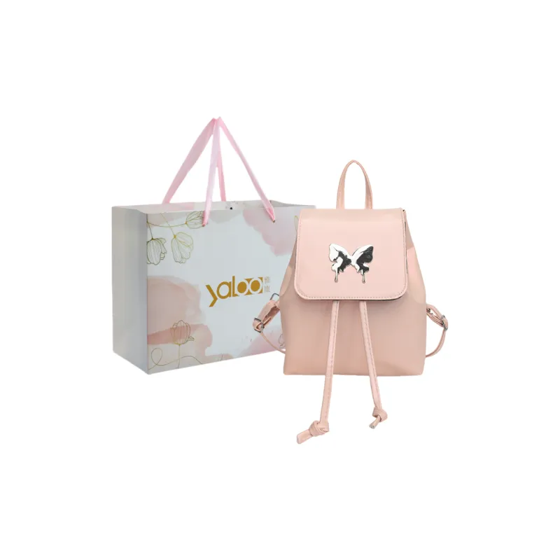 Yalu PU Backpack Unisex Pearl Pink/Pearl White/Pearl Silver-1