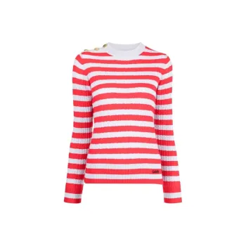 GANNI Striped Cable Knit Jumper